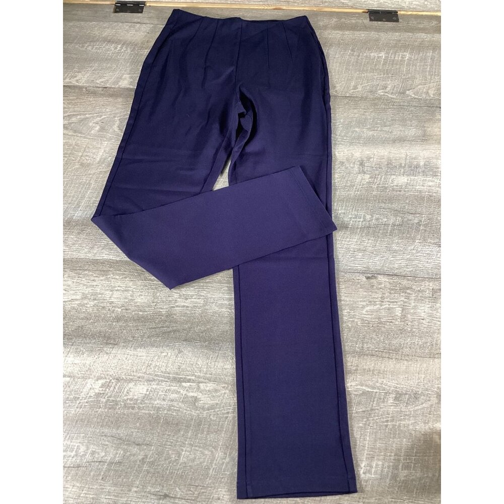 Belle By Kim Gravel Womens Navy Pleated Pants Size 10 Stretchy Office Wear NWOT